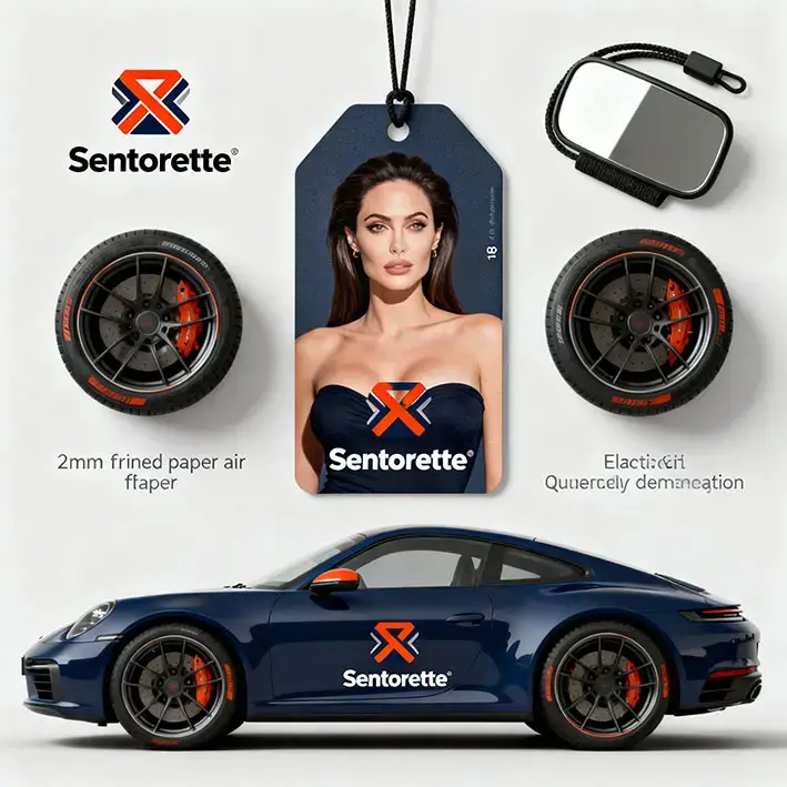 Profumatore auto personalizzato con logo e colori aziendali – rafforzamento della brand identity su ogni auto in movimento﻿﻿